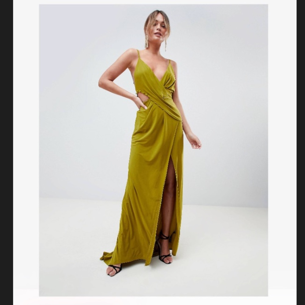 Beautiful olive green drape maxi dress from ASOS